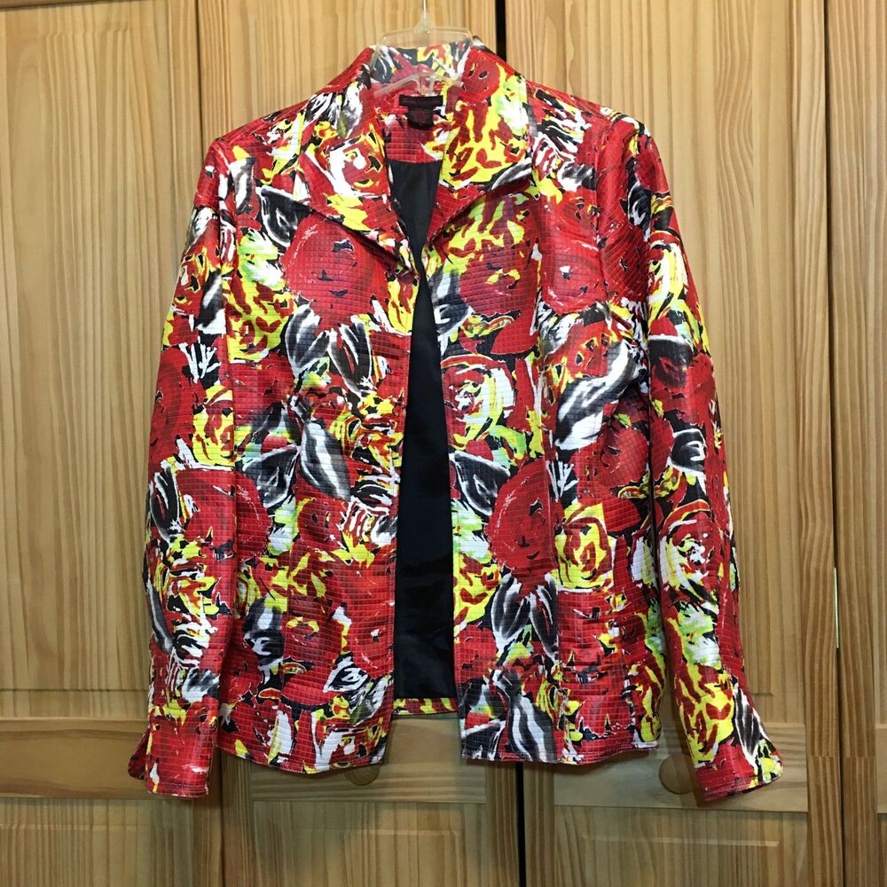 Sara Isabella Multicolor Long Sleeve Open Front Blazer Jacket Size M NWOT